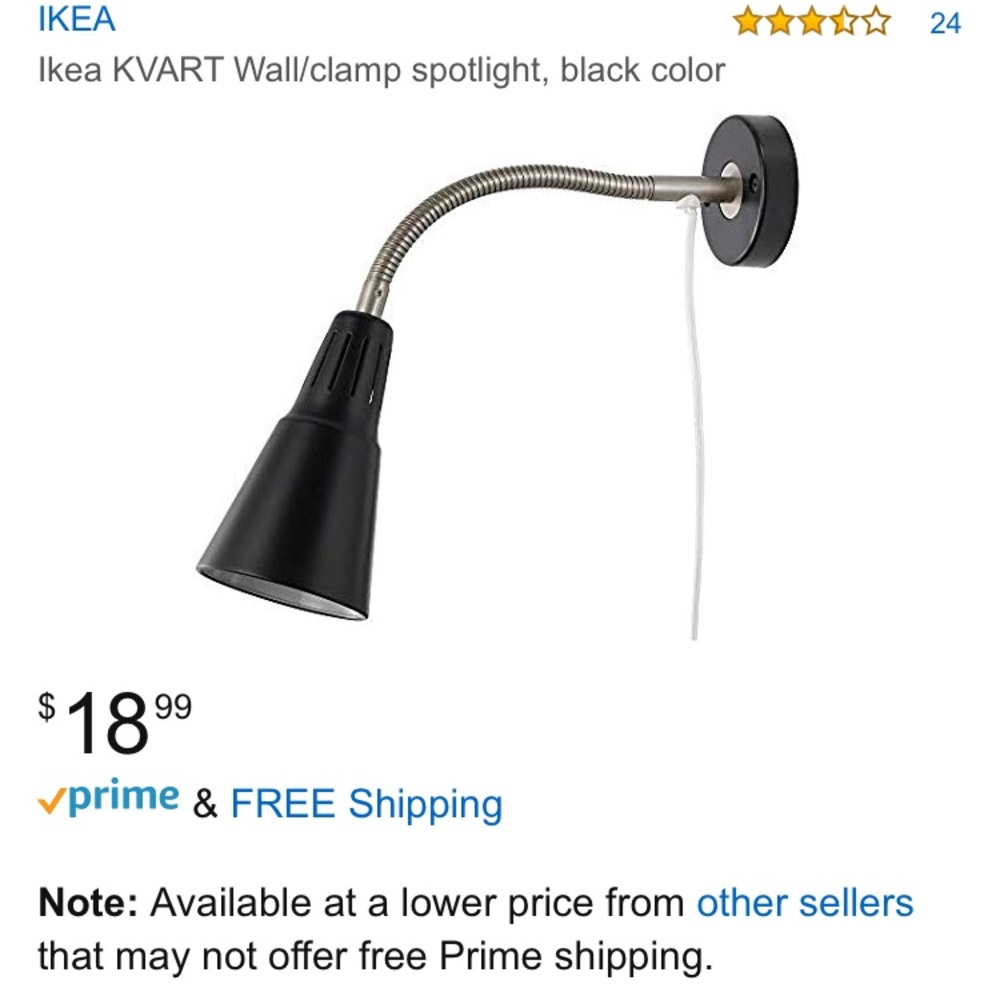 IKEA KVART wall/champ lamp